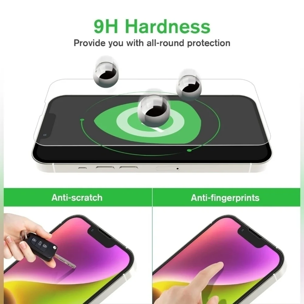 2 Pk Glass Screen Protector for iPhone 14 Pro Max / 14 Plus / 13 Pro Max 6.7 New